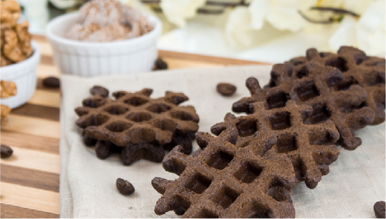 How to make spicy plum waffle with coffee walnut cream?